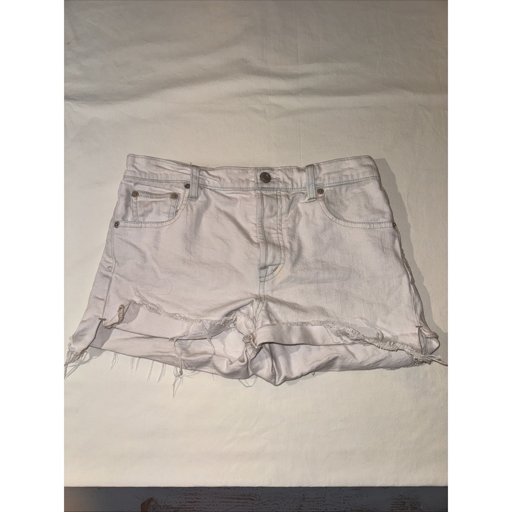 Gap Womens High Rise 3 inch Stretch Denim Shorts Light Pink White SZ 27